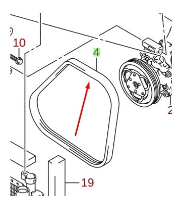 Correa alternador direccion hidraulica c/ac (4PK954) KOREA